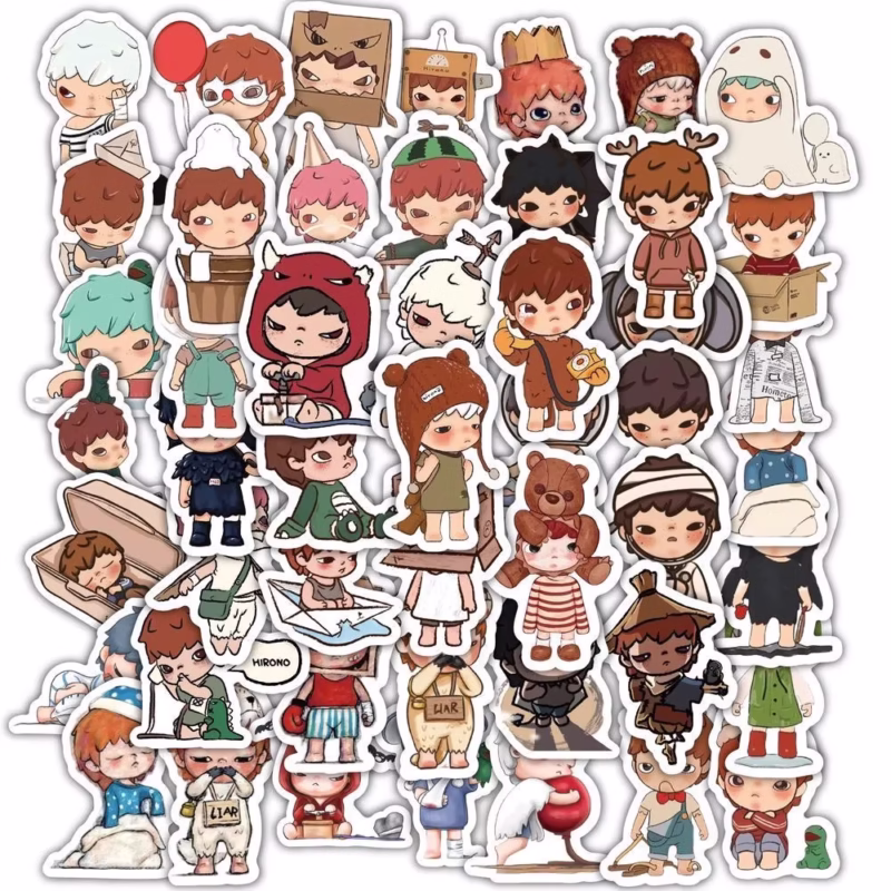 60 pieces of Hirono cartoon stickers Adorable do-it-yourself stickers Scrapbooking Cell Phone Bag  Water-resistant decals - Image 2
