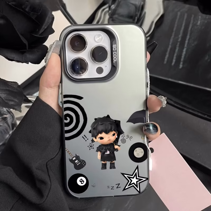 Adorable H-Hironos Protective Black Matte Hard Bumper Phone Case for iPhone 16, 15, 14, 13, 12, 11, Pro, Max, Plus, Mini, XS, and SE