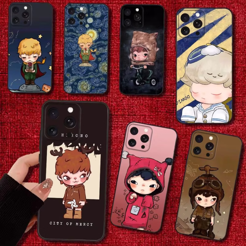 Adorable Mini Soft Black Cover for H-Hironos Phone Case for iPhone 16e,16,15,14,13,12,11,Pro,X,XS,Max,XR,Plus