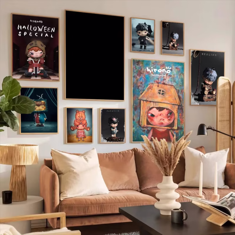 Adorable H-HIRONOS Sticky Posters Aesthetic Art Wall Painting Retro Kraft Paper Sticker Do-It-Yourself Room Bar Cafe