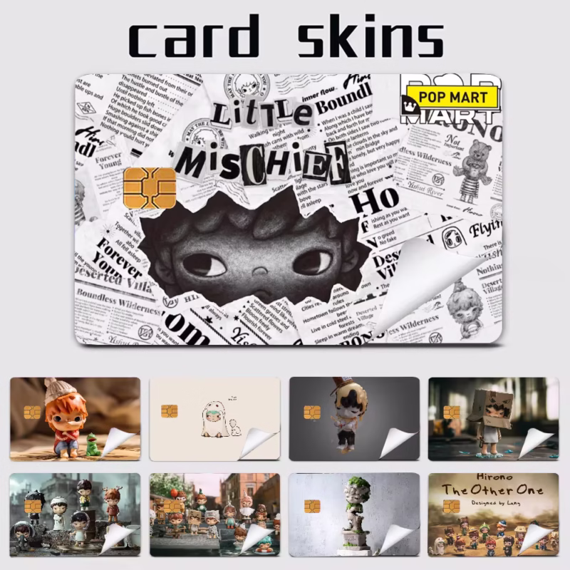 Four pieces of PVC card skin stickers for bank card, bus, and metro card cases that can be used as a decorative gift
