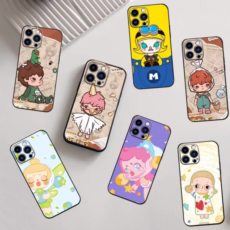 For iPhone 16, 15, 14, 13, 12, 11, Pro, X, XS, Max, XR, Plus, and Mini Soft Silicone Black Shockproof TPU, the H-Hirono P-POP M-MART phone case