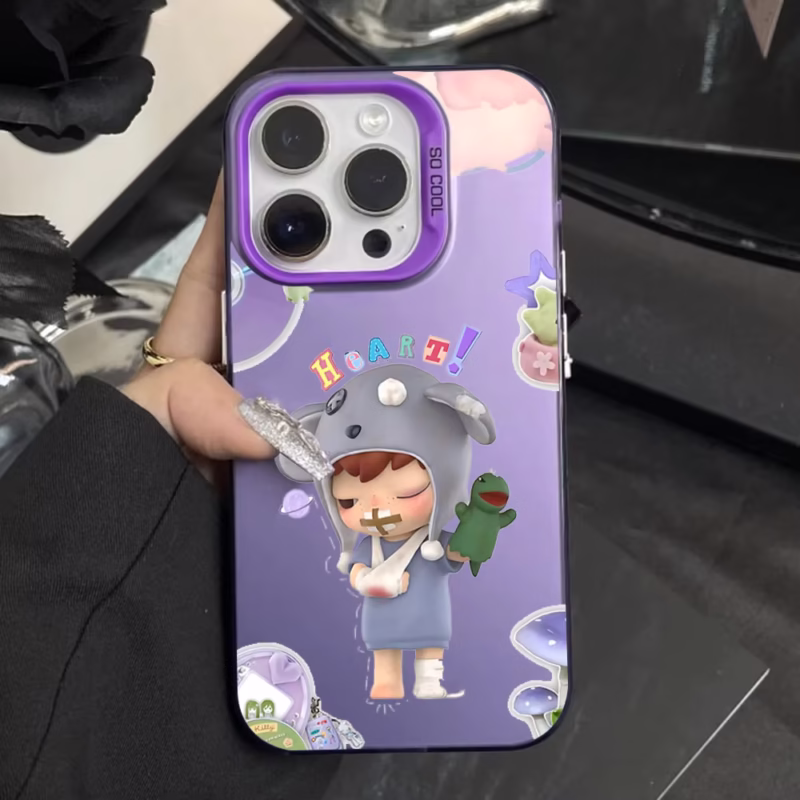 Adorable H-Hironos Purple Matte Hard Bumper Anti-Fall Phone Case for iPhone 16, 15, 14, 13, 12, 11, Pro, Max, Plus, Mini, XS, and SE